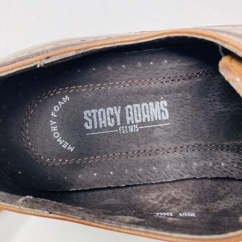 Stacy Adams Dickinson Mens Shoes Cap Toe Oxford Cognac Leather 25066-221 Size 10 - Picture 7 of 9